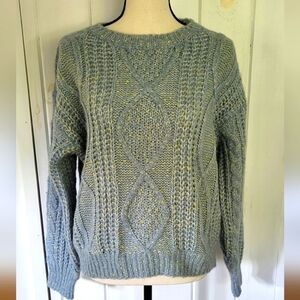 Timing Cable Knit Lightweight Oversized Crewneck Sweater